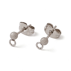 Нержавеющая Сталь Цвет Не тускнеет 304 фурнитура для сережек-гвоздиков из нержавеющей стали, с ушными гайками и горизонтальными петлями, , круглые, цвет нержавеющей стали, 6x3 мм, отверстие : 1.6 мм, штифты : 0.7 мм