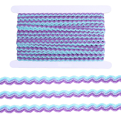 Светло-Голубой 1 Рулон полиэстера с волнистой бахромой из пайеток, с картой дисплея 1pc картона, подарочные аксессуары, Волнообразная лента для аксессуаров одежды, Небесно-голубой, 1/4 дюйм (8 мм), около 18.59 ярдов (17 м) / комплект