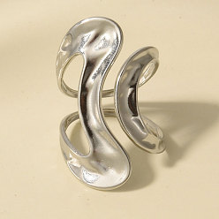 Нержавеющая Сталь Цвет 304 Кольца-манжеты неправильной геометрической формы из нержавеющей стали для женщин, цвет нержавеющей стали, 34 мм, внутренний диаметр: 17 мм