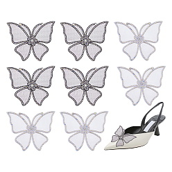 (52) Непрозрачная лаванда 8 шт. 2 цвета тканевые украшения аксессуары, со стразами, бабочка, разноцветные, 80x102x5.5 мм, 4 шт / цвет