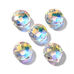 Прозрачный АВ Стеклянные подвески, плоско-круглые, AB цвет, граненые, ясно AB, 18x7 мм, отверстие : 1.2 мм