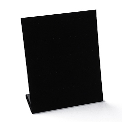 Черный Деревянные покрытые бархатом стенды для сережек с наклонной спинкой, прямоугольный органайзер для украшений для хранения серег, чёрные, 20.4x8~8.4x24.2 см