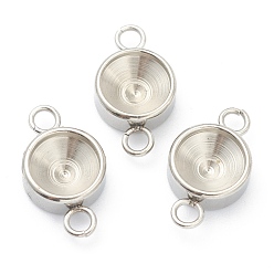 Нержавеющая Сталь Цвет Устойчив к потускнению 202 соединитель из нержавеющей стали со стразами, для заостренного горного хрусталя, плоско-круглые, цвет нержавеющей стали, 17.5x10x5.5 мм, отверстие : 2.5 мм, пригодный для стразов 8.5 мм