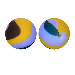 Золотистый Круглые бусины из пищевого силикона с полосатым принтом, золотые, 15 мм