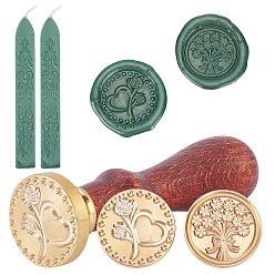 Mixed Patterns CRASPIRE DIY Stamp Making Kits, Including Beech Wood Handle, Beech Wood Handle, Brass Wax Seal Stamp Head, Sealing Wax Sticks, Mixed Patterns, Sealing Wax Sticks: 9.1x1.2x1.18cm, 2pcs