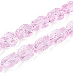 Бледно-Розовый Краска для выпечки, прозрачные стеклянные бусины, нити, тюльпан, розовый жемчуг, 12x10x6.5~7 мм, отверстие : 1 мм, около 55 шт / нитка, 25.59 дюйм (65 см)