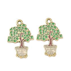 Дерево Подвески из эмали и сплава, золотые, дерево, 27x18x2 мм, отверстие : 2 мм