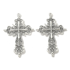 Античное Серебро Тибетский Стиль цинковый сплав большие кулоны, без свинца и без кадмия, крестик, античное серебро, 64x43x4 мм, отверстие : 2 мм, Около 58 шт / 500 г