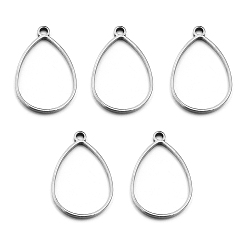 Teardrop Не тускнеющие 10шт. подвески из нержавеющей стали, открытая задняя панель, цвет нержавеющей стали, слеза, 30x20 мм