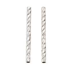 Platin Farbe Messing Perlen, Twisted Tube, Gestell, langlebig überzogen, Bleifrei und cadmium frei, Platin Farbe, 20x1.5 mm, Bohrung: 1 mm