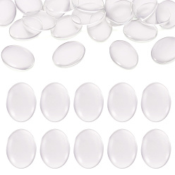 Прозрачный Прозрачные прозрачные стеклянные кабошоны с плоской задней стенкой, куполообразные овальные кабошоны с куполом для фотоэлементов, прозрачные, 40x30 мм, 8 мм (диапазон: 7~9 мм), о 10 шт / коробка