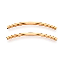 Настоящее золото 18K 304 шарики из нержавеющей стальной трубы, изогнутая трубка, ионное покрытие (ip), реальный 18 k позолоченный, 5x45x3 мм, отверстие : 1.8~2 мм