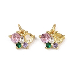 Настоящее золото 18K Латунные микро проложить кубического циркония подвески, бабочки прелести, с целью перехода в кольце, долговечный, без кадмия и без свинца, стойки покрытие, реальный 18 k позолоченный, 9x12x3.5 мм, отверстие : 3 мм