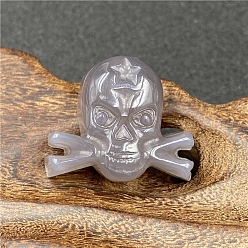 Серый агат Резные подвески из натурального серого агата, череп прелести, 27x23 мм