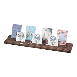 Coconut Brown 3-Slot Wooden Earring Display Stands, Earring Organizer Holder, Rectangle, Coconut Brown, 39.8x7.8x1.2cm, Groove: 0.2cm