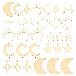 (52) Непрозрачная лаванда 36шт 9 стили латунные соединители подвески и наборы подвесок, долговечный, Луна и звезды, разноцветные, 5~30x4~32x0.3~1 мм, отверстие : 0.5~1.6 мм, 4 шт / стиль
