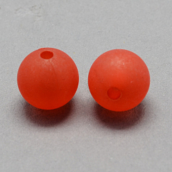 Red Transparent Acrylic Ball Beads, Frosted Style, Round, Red, 6mm, Hole: 1mm, about 4200pcs/500g