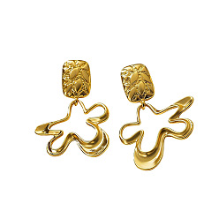 Flower Alloy Stud Earrings for Women, Golden, Flower, 74x49mm