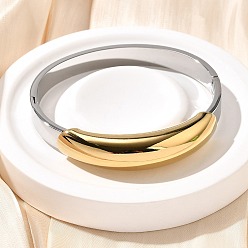 Позолоченный и Цвет Нержавейки 304 женские шарнирные браслеты из нержавеющей стали, настоящее золото и нержавеющая сталь, 1/4 ~1/2 дюйм (0.8~1.2 см), внутренний диаметр: 1-7/8x2-3/8 дюйм (4.85x6.05 см)