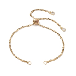 Золотой 304 изготовление браслета-слайдера из нержавеющей стали в стиле «сингапур», золотые, 9-7/8 дюйм (25 см), отверстие : 3 мм