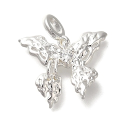 Платина Стойка металлическая латунная микропрофилированная кубическая циркония подвески, без кадмия, без никеля и без свинца, долговечный, текстура, бабочка, платина, 21.5x19.5x4.5 мм, отверстие : 4x2.5 мм