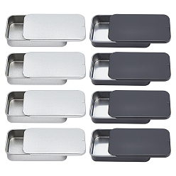 Mixed Color 8PCS 2 Colors Tinplate Slide Cover Box, Candy Box, Rectangle, Black & White, 9.3x6.1x2cm, 4pcs/color, 2 colors, 8pcs/box