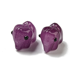 Фиолетовый Прозрачные стеклянные бусины ручной работы, бусины ручной работы, с эмалью, слон, фиолетовые, 11x9.5x14.5 мм, отверстие : 1.2~1.4 мм