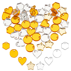 Mixed Color 48Pcs 8 Style Transparent Acrylic Charms, Mixed Shapes, Mixed Color, 11.5~12x10~12x2.5mm, Hole: 1.6mm, 6pcs/style