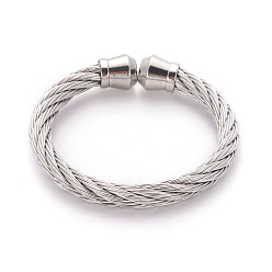 Couleur Acier Inoxydable 304 bracelets manchettes en acier inoxydable résistant au ternissement, bracelets de couple, couleur inox, 2-1/8 pouce (5.5 cm)