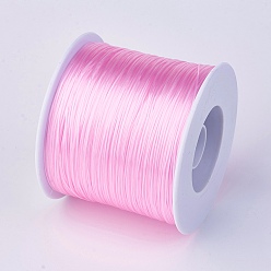 Pearl Pink Flat Elastic Crystal String, Elastic Beading Thread, for Stretch Bracelet Making, Pearl Pink, 0.7mm, about 546.8 yards(500m)/roll
