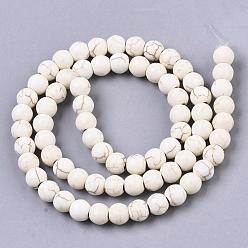Magnesite Synthetic Magnesite Beads Strands, Round, 6mm, Hole:1mm, about 60pcs/strand
