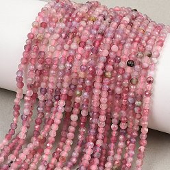 Турмалин Натуральный розовый турмалин бисер нитей, граненые, круглые, 3 мм, отверстие : 0.6 мм, около 152~155 шт / нитка, 15.16''~15.35'' (38.5~39 см)