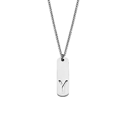 Letter Y 304 Прямоугольные ожерелья из нержавеющей стали с вырезанными лазером инициалами, цвет нержавеющей стали, не тускнеет, Письмо Y, 21.65 дюйм (55 см)