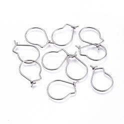Stainless Steel Color Tarnish Resistant 304 Stainless Steel Earring Findings, Kidney Ear Wire, Stainless Steel Color, 21 Gauge, 19x13x0.7mm, Pin: 0.7mm