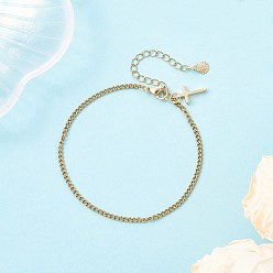 Cross 304 браслеты из нержавеющей стали с цепочками для женщин, золотые, крестик, 7-1/2 дюйм (19.1 см)