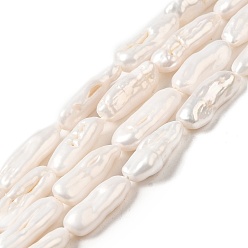 Old Lace Natural Baroque Pearl Keshi Pearl Beads Strands, Cultured Freshwater Pearl, Grade 4A+, Column, Old Lace, 17~19x6~7x3~4mm, Hole: 0.5mm, about 23~24pcs/strand, 15.91~16.22''(40.4~41.2cm)