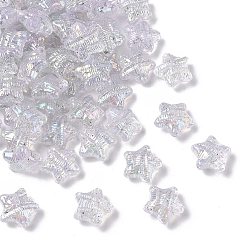 Прозрачный Уф-покрытие прозрачные акриловые бусины, звезда, радужный, прозрачные, 18x19x10 мм, отверстие : 2 мм, Около 355 шт / 500 г