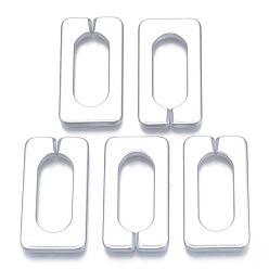 Silver Opaque Spray Painted Acrylic Linking Rings, Quick Link Connectors, for Cable Chains Making, Rectangle, Silver, 43.5x23x4.5mm, Inner Diameter: 30x12mm, about 147pcs/500g