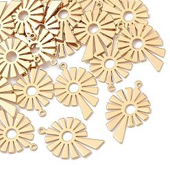 Real 18K Gold Plated SHEGRACE Brass Pendants, Geometric Sun Charms, Lead Free & Cadmium Free & Nickel Free, Real 18K Gold Plated, 25x16x0.7mm, Hole: 1.2mm