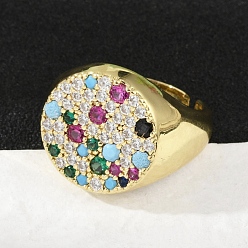 Настоящее золото 18K Кольца для женщин с микропаве из латуни и кубическими цирконами, круглые, стойки покрытие, без кадмия и без свинца, долговечный, реальный 18 k позолоченный, 17.5 мм, размер США 7 1/4 (17.5 мм)