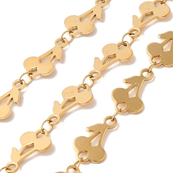 Настоящее золото 18K 304 цепи из нержавеющей стали, вишня, ионное покрытие (ip), пайки, с катушкой, реальный 18 k позолоченный, 13.7x7.5x0.7 мм, 10 м / рулон