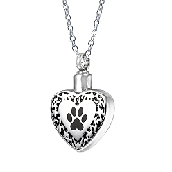 Stainless Steel Color Non-Tarnish Heart with Word Shape 304 Stainless Steel Pendant Necklaces with Cable Chains, Stainless Steel Color, no size