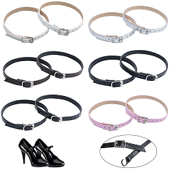 Color mezclado 6 pares 6 colores correas de zapatos anti-sueltas desmontables y ajustables para tacones altos de mujer de cuero sintético, con la hebilla de la aleación, color mezclado, 318x8.5~12x4.5 mm, 1 par / color