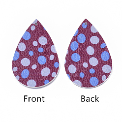 Средний Аквамарин Большие кожаные подвески, Пасхальная тема, слезинка с узором в горошек, средний аквамарин, 55~56.5x35~37x2 мм, отверстие : 1~2 мм