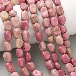 Rhodonite Natural Rhodonite Beads Strands, Tumbled Stone, Nuggets, 6~13x5~8x4~8mm, Hole: 0.7mm, about 17~22pcs/strand, 6.89~7.09 inch(17.5~18cm)
