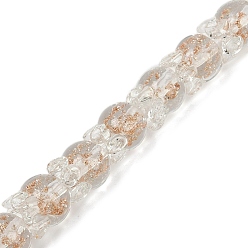 Прозрачный Нити золотых песочных бусин лэмпворк, тюльпан, прозрачные, 12x10 мм, отверстие : 1.2 мм, около 33 шт / нитка, 31~32 см