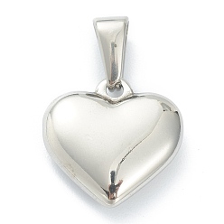 Letter A 304 Stainless Steel Pendants, Heart with Black Letter, Stainless Steel Color, Letter.A, 16x16x4.5mm, Hole: 7x3mm