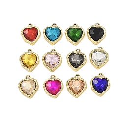 Light Gold K 5 стеклянные подвески, сплавочная фурнитура, УФ-покрытием, сердце, золотой свет, 16.5x14x5.5 мм, отверстие : 2 мм