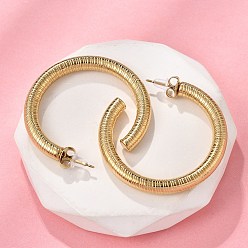 Настоящее золото 18K 304 текстурированные серьги-гвоздики в форме буквы С из нержавеющей стали, реальный 18 k позолоченный, 40x5 мм