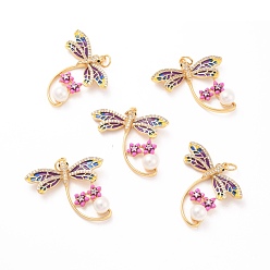 Настоящее золото 18K Экологически чистый кубический цирконий из латуни с эмалевыми подвесками, долговечный, без свинца, без кадмии и без никеля, реальный 18 k позолоченный, 28x29.5x7 мм, отверстие : 3 мм